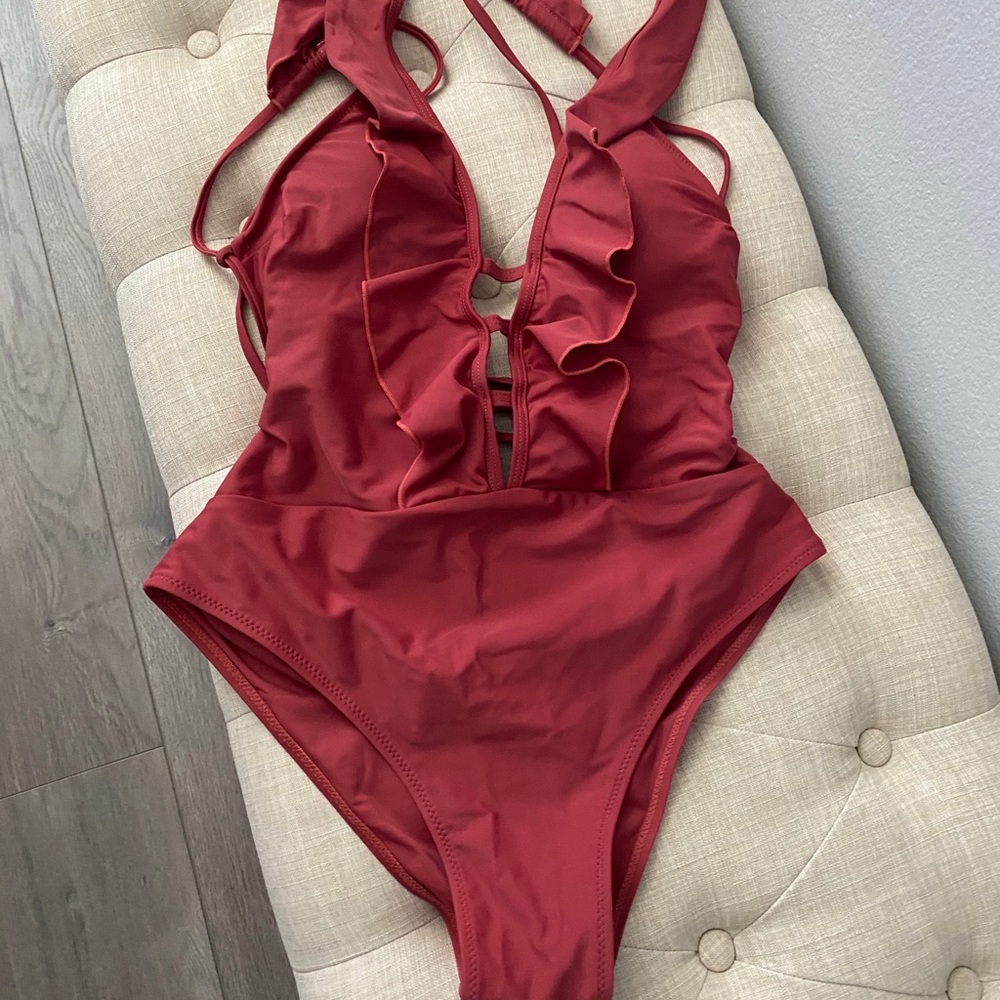 Zaful Criss Cross Back One Piece Swimsuit Size 6 M